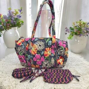 Vera Bradley Small Duffle, 3in1 Crossbody Wristlet & Pouch Retired Jazzy Blooms